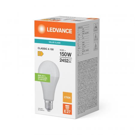 Ledvance E27 LED Lampe Classic matt leistungsstark mit 19W wie 150W 2700K warmweißes Licht